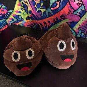 Brown Emoji Plush Slippers